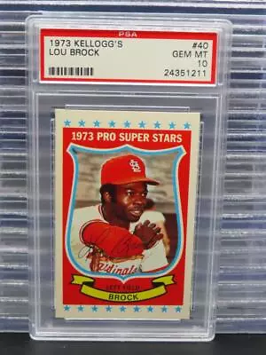 1973 Kellogg's Pro Super Stars Lou Brock Vintage Card #40 PSA 10 Cardinals • $0.99