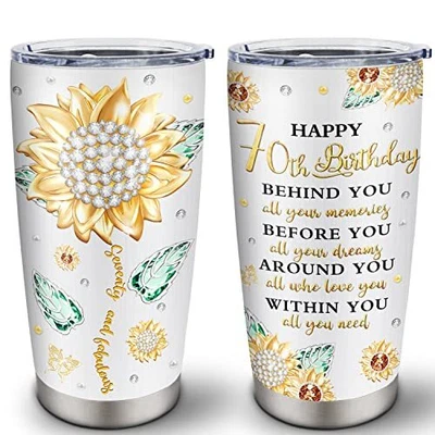  Birthday Tumbler Birthday Decorations Birthday Gifts For Women Mug 20oz 70th • £29.29