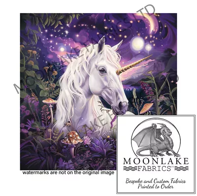 Fantasy Unicorn Purple Garden Fabric Craft Panels In 100% Cotton Or Polyester • £3.45