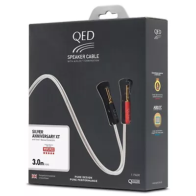 QED Silver Anniversary XT Speaker Cable 3m PAIR Pre-Terminated AIRLOC Plugs 3.0m • £99.50