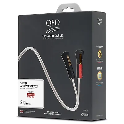 QED Silver Anniversary XT Speaker Cable 5m PAIR Pre-Terminated AIRLOC Plugs 5.0m • £149.50