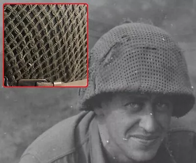 ORIGINAL WWII Woven RECTANGLE Patt M1 Helmet Net Frm US OD Camouflage Shrimp Net • $23.95