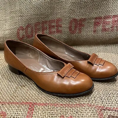 Vtg 40/50s Millerkins Brown Leather Shoes Flats 8.5 I Miller Frank Werner Womens • $111.25