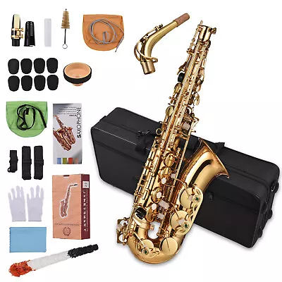 Eb Alto Saxophone Brass Lacquered Alto Sax With Carry Case S9Q4 • $330