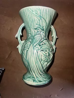 McCoy Birds Of Paradise Teal To Handle Vintage Vase • $45