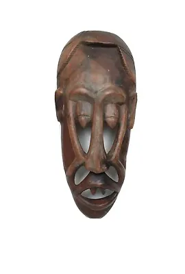 £39.99 • Buy VINTAGE HAND CARVED WOOD FACE MASK AFRICA Tribal Art PRIMITIVE DECOR HANGING 15 