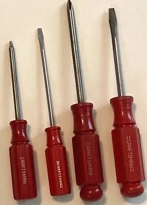 4 RARE Vintage USA Craftsman Red Handle Screwdrivers Phillips Straight TORX • $5