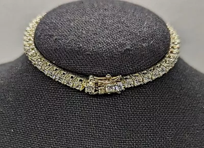 925 Sterling Silver Signed DBJ Vintage Clear CZ Tennis Bracelet • $30