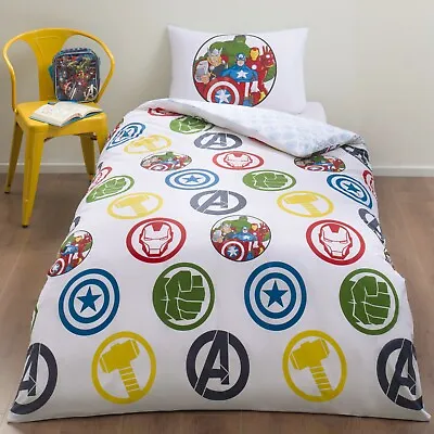 Disney Official Marvel Avengers Reversible Single Duvet Set 100% Pure Cotton • £23