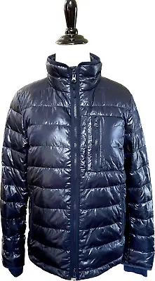NWT J.Crew Lightweight Down Puffer Jacket Navy Blue Shiny Size Small • $44.99
