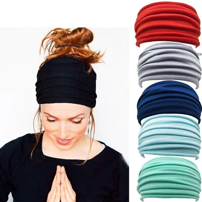 UK Yoga Hairband Turban Running Headwrap Wide Stretch Hair Band Sports Headband • £4.40