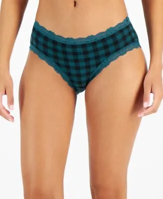 Jenni Women's Lace Trim Hipster Panty Underwear Green Buffalo Plaid • £2.88