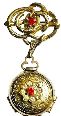 Coro Pegasus Vtg 4 Way Photo Picture Locket Gold Tone Engraved Pendant Brooch • $39.99