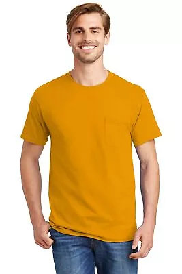 Pack Of 3 Hanes 5590 Mens Short Sleeve Authentic 100% Cotton T-Shirt With Pocket • $27.94