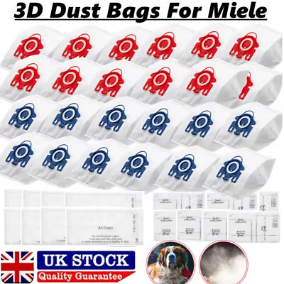 8x Vacuum Cleaner 3D Dust Bags Set For Miele GN FJM HyClean C1 C2 S2 S624 S5211 • £16.99
