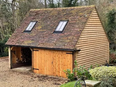 £9666 • Buy 2 Bay Oak Framed Garage Kit With Useable Roof Space - 6x6m Oak Fronted Gable End