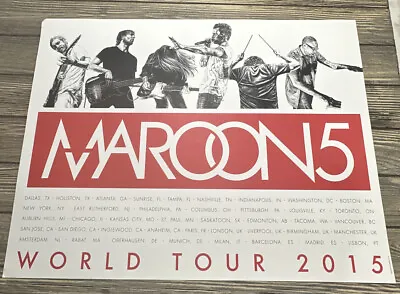 Maroon 5 World Tour 2015 Poster Black White Red 24” X 18  • $89.99