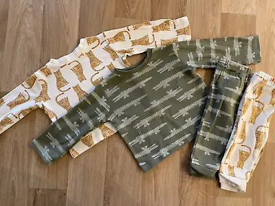 Baby Boy 3-6 Months George Two Long Sleeve Pajama Outfits Crocodile Tiger • £4.50
