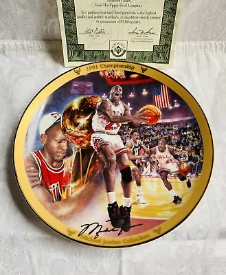 M Jordan “MJ” Collection 1991 Championship Porcelain Plate CHI Bulls UPPER DECK • $189.99