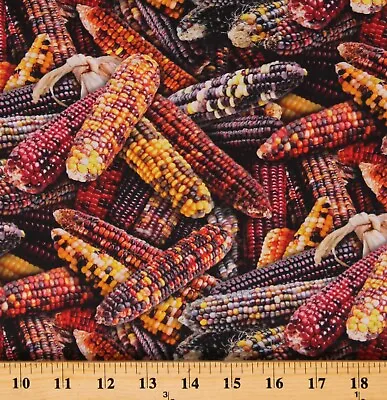 Cotton Corn Thanksgiving Fall Autumn Fabric Print By The Yard D514.35 • $11.95