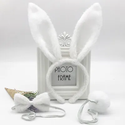 Bunny Costume Accessory Set Rabbit Ear Headband Bow Tie Tail Cosplay Custume • £4.79