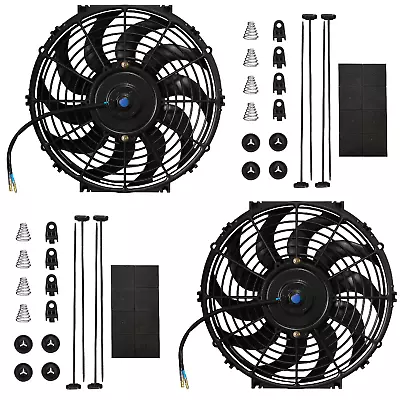 2PCS 16  Inch 12V 120W Universal Electric Radiator Slim Fan Push Pull W/ Mount • $43.65