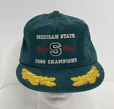 VTG 1988 Michigan State Spartans Rose Bowl Corduroy SnapBack Hat Scrambled Eggs • $99.95