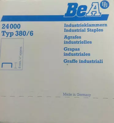 BeA 380/6 1/4  80 Series Staples For 21680B & 21680B-ALM Stapler 24000 Per Box • $24.99