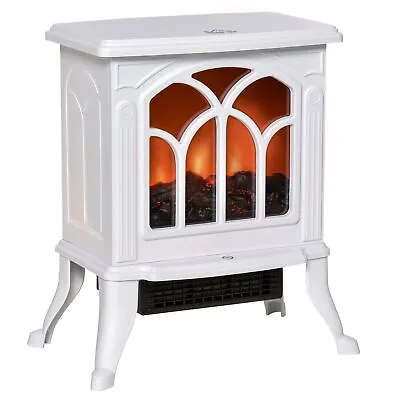 Small Electric Fireplace Stove Heater Indoor W/ Flame Effect 750W/1500W White • $58.95