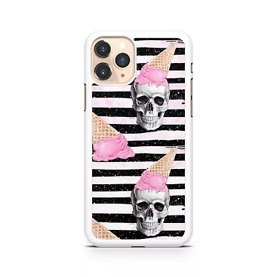 $19.23 • Buy Skull Faces Pink Ice Cream Cones Black White Stripes Phone Case Cover