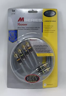 Monster Cable M1000CV 1 Meter (3.3 Ft) Component Video Cable Silver 24k Gold NEW • $26.95