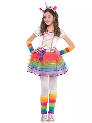 Child Magical Rainbow Unicorn Fancy Tutu Dress Costume Girls Ballerina Fairytale • £10.95