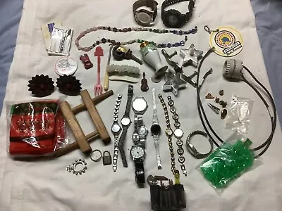 Vintage Junk Drawer Lot With Watches Glasses Strap Panama Coin & More • $0.99