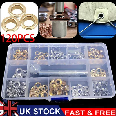 £6.89 • Buy 120x Grommets Durable Clothing Metal Eyelets Button Set Installation Tool Kit
