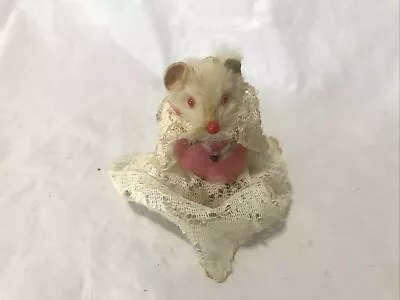 VINTAGE GERMANY ORIGINAL FUR TOYS MOUSE FIGURINE Bride Wearing Wedding Dress • $14.99