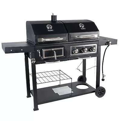 $270.64 • Buy Gas Charcoal Combo Grill Dual Fuel Side Burner Outdoor Kitchen Patio BBQ Cooking