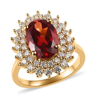 6.00ctw Lab Created Padparadscha Sapphire & Moissanite Ring Vermeil Plated Sze 9 • $71