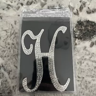 Monogram Cake Jewelry Rhinestone Silver ~ H ~ Cake Topper 3 “ X 5” New • $3.50