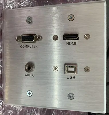 C2G #39703 Double-Gang Aluminum Wall Plate W/ HDMI VGA USB & 3.5mm Stereo • $31