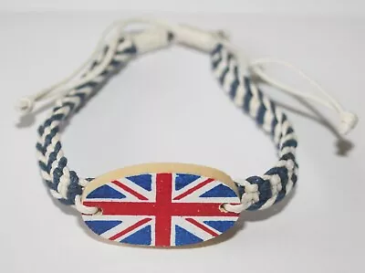 Kings Coronation Union Jack British Red White Blue Braided Bracelet Wristband • £3.75