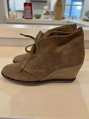 J.Crew MacAlister 28671 Tan Brown Suede Wedge Ankle Boots Lace Up Women’s Size 9 • $30