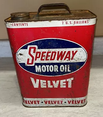 Vintage Speedway Velvet Motor Oil  2 Gallon Empty Metal Tin Can Detroit Mi • $31