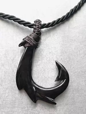 Hand Carved Buffalo Horn Maori Fish Hook “Hei Matau” Necklace. Summer Wear.  New • $11