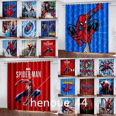 Marvel Spiderman Made Pair Thick Thermal Blackout Curtains Ring Top Eyelet Gifts • £22.31