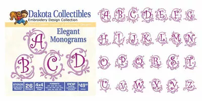 Elegant Monograms Dakota Collectibles Machine Embroidery Design CD NEW • $39.95