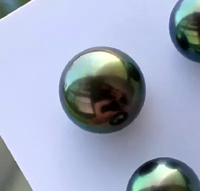 $68 • Buy Huge 13mm Natural South Sea Genuine Green Peacock Round Loose Pearl Undrilled 13