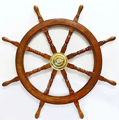 Vintage 36'' Decorative Gaston Ship Wheel Wooden Captain Boat Steering Wall Item • $136.38