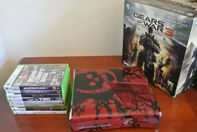 Microsoft Xbox 360 GEARS OF WAR 320GB HD System Console 8 GAMES Controllers LOT • $349.99