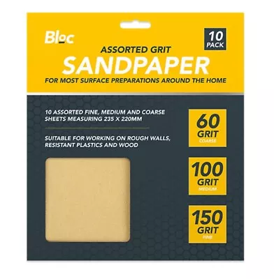 10 Sheets Assorted Grit Sandpaper Mixed Grit Fine Medium Coarse Sand Paper Paint • £3.49