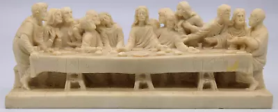 Vintage The Last Supper Carved Figurine Statue Sculpture Cream Alabaster • $28.99